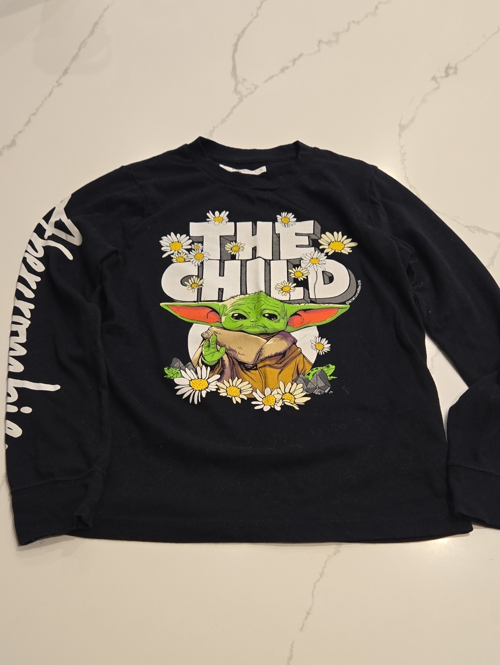 abercrombie kids Black Long-Sleeve Tee with Baby Yoda Graphic